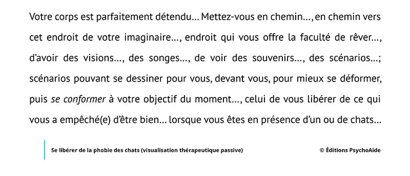 Extrait du script hypnotique - Se libérer de la phobie des chats (visualisation thérapeutique)